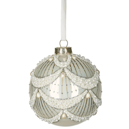 Roman christmas Pearl & Silver Ball Glass Ornament