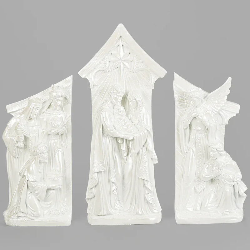 Roman Christmas White Pearlized Nativity Set