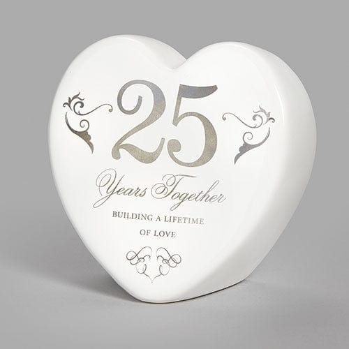 Roman Gift 25th Anniversary Ceramic Heart
