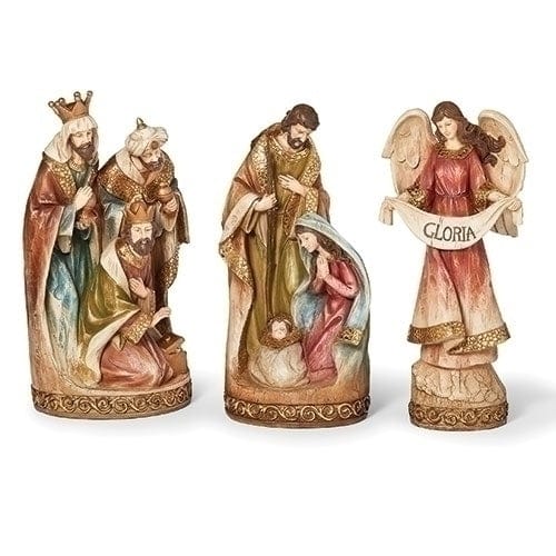 Roman Nativity Sets 3 Piece Set Nativity Hammered Collar Holy Family