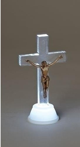 Roman Religious Items 5.5"H LED ACRYLIC CRUCIFIX - Gold