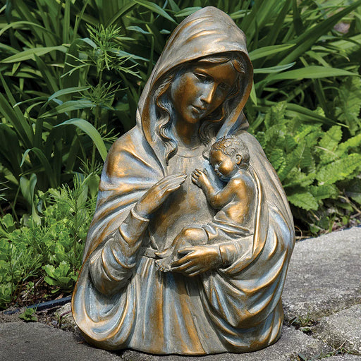 Roman Religious Items Bronze Madonna & Child Garden Statue