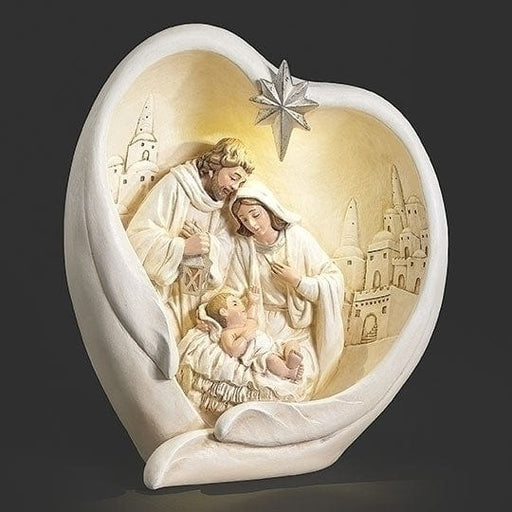 Roman Seasonal Decor, Christmas 10" H Lighted Ivory Wings with Holy Family