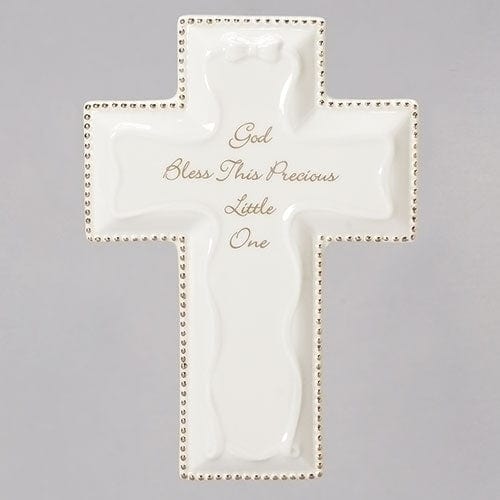 Roman Unclassified 6"H WHITE GOD BLESS WALL CROSS