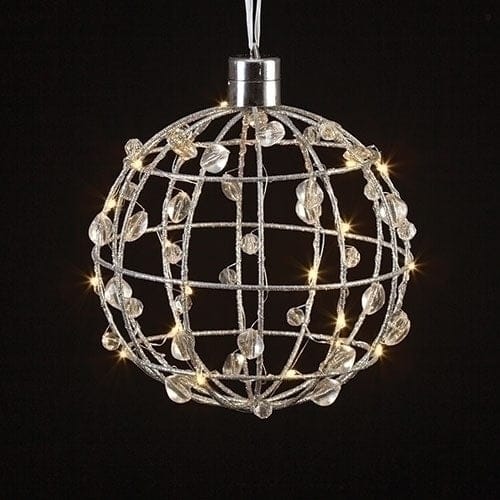 Roman Unclassified 7.25 LED Wire Orb Ornament with Clear Crystals