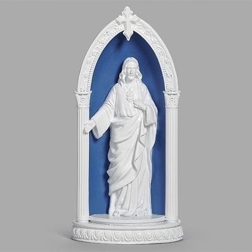 Roman Unclassified 8.25"H LED SACRED HEART OF JESUS IN ARCH DELLA ROBBIA