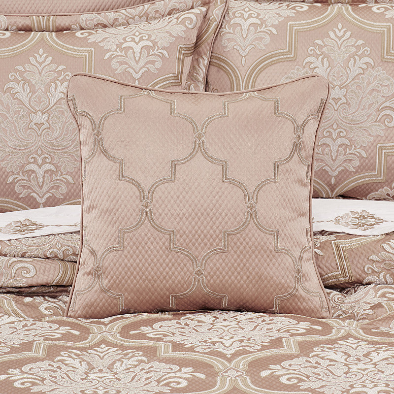 Rosewater 18" Square Embellished Decorative Throw Pillow