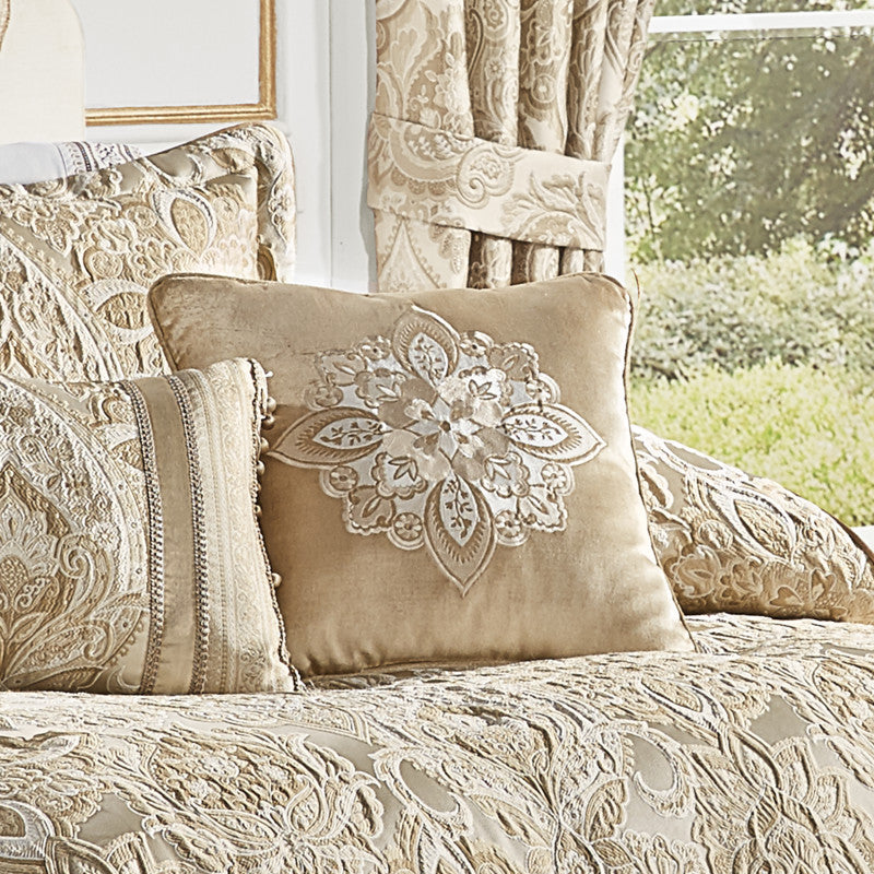 Sandstone 18" Square Embellished Decorative Throw Pillow