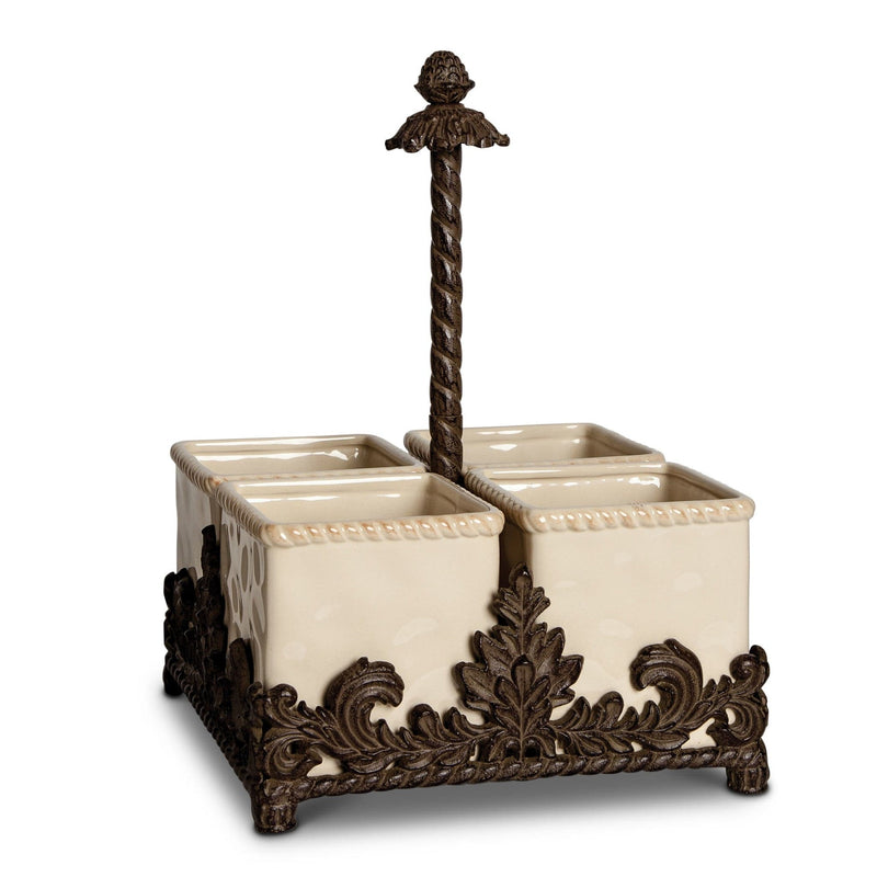 The GG Collection 12.5in H Ceramic & Metal Flatware Caddy