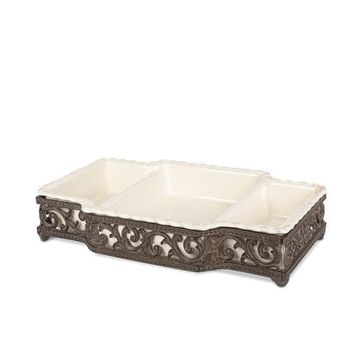 The GG Collection 3 Part Stoneware Dish and Metal Base