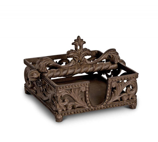 The GG Collection 7in Square Napkin Holder - Brown Metal