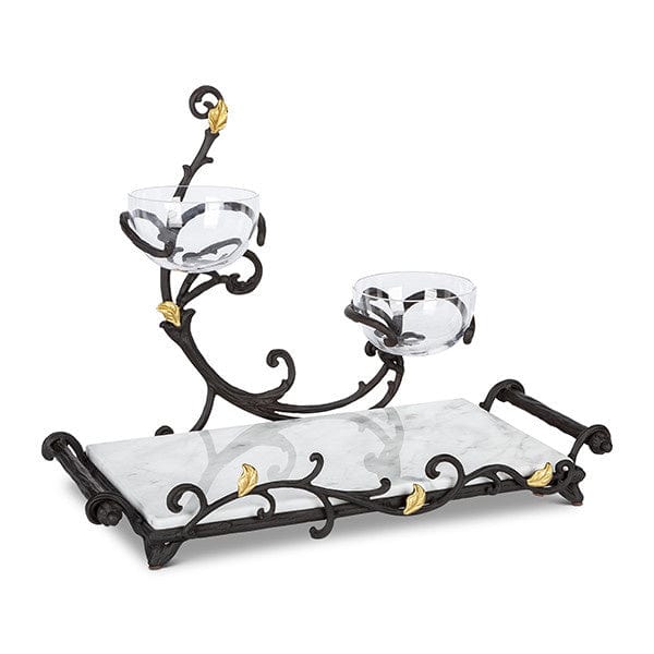 The GG Collection Bowls GL Marble Server with 2 bowls