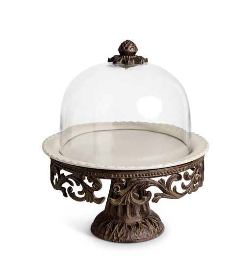 The GG Collection Cake Pedestal with Dome & 14.5" Plate - Cream