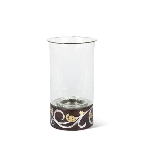 The GG Collection DESCRIPTION:	GL 13.5"H Wood/Inlay Candleholder