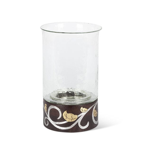 The GG Collection GL 12"H Wood/Inlay Candleholdr