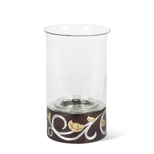 The GG Collection GL 12"H Wood/Inlay Candleholdr