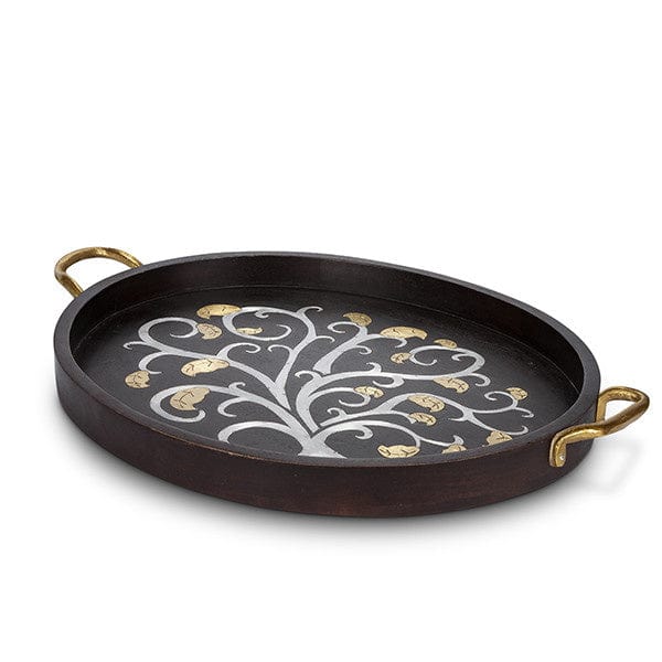 The GG Collection Large Oval Wood Inlay Tray