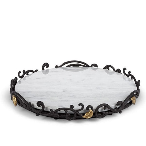 The GG Collection Marble Lazy Susan With Metal Base