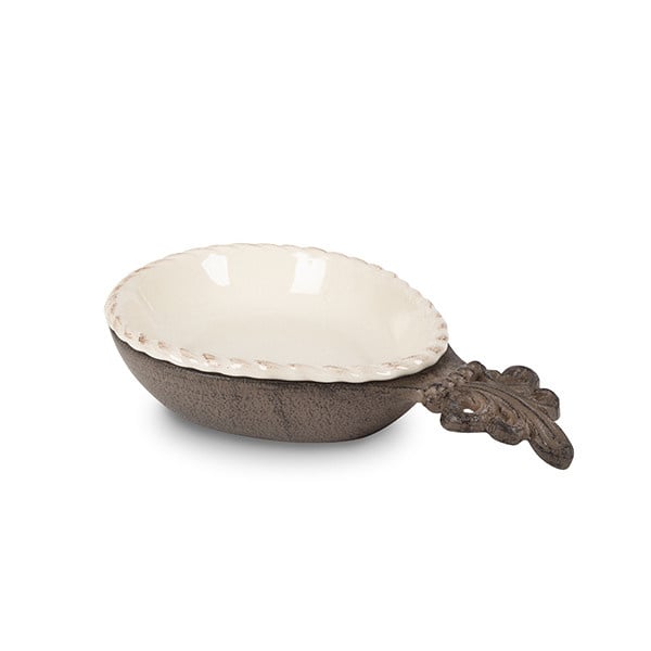 The GG Collection Stoneware Spoon Rest in Metal Base