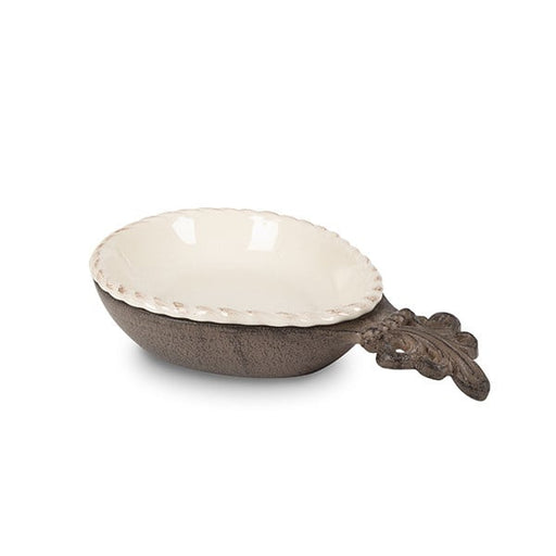 The GG Collection Stoneware Spoon Rest in Metal Base