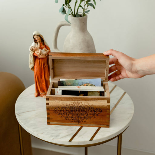 The Little Rose Shop Religious Items Wooden Prayer Card Box