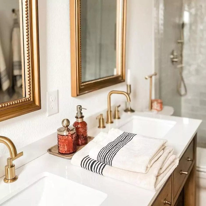 The Loomia Bath Towels & Washcloths Melika Turkish Cotton Striped Terry Towel