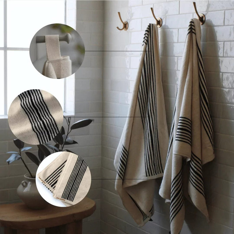 The Loomia Bath Towels & Washcloths Melika Turkish Cotton Striped Terry Towel