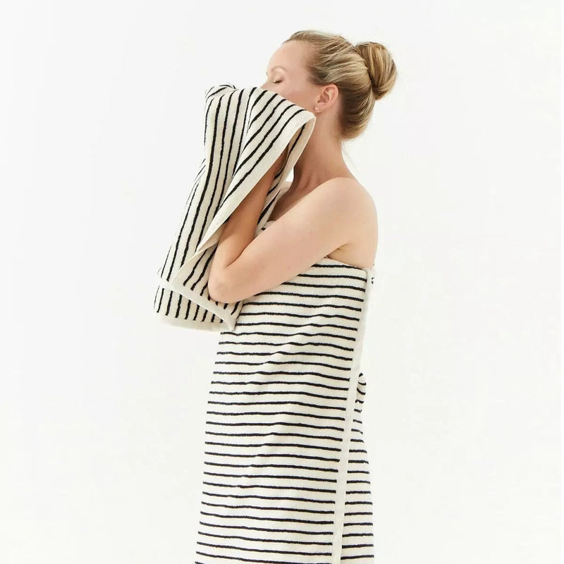 The Loomia Bath Towels & Washcloths Melika Turkish Cotton Striped Terry Towel