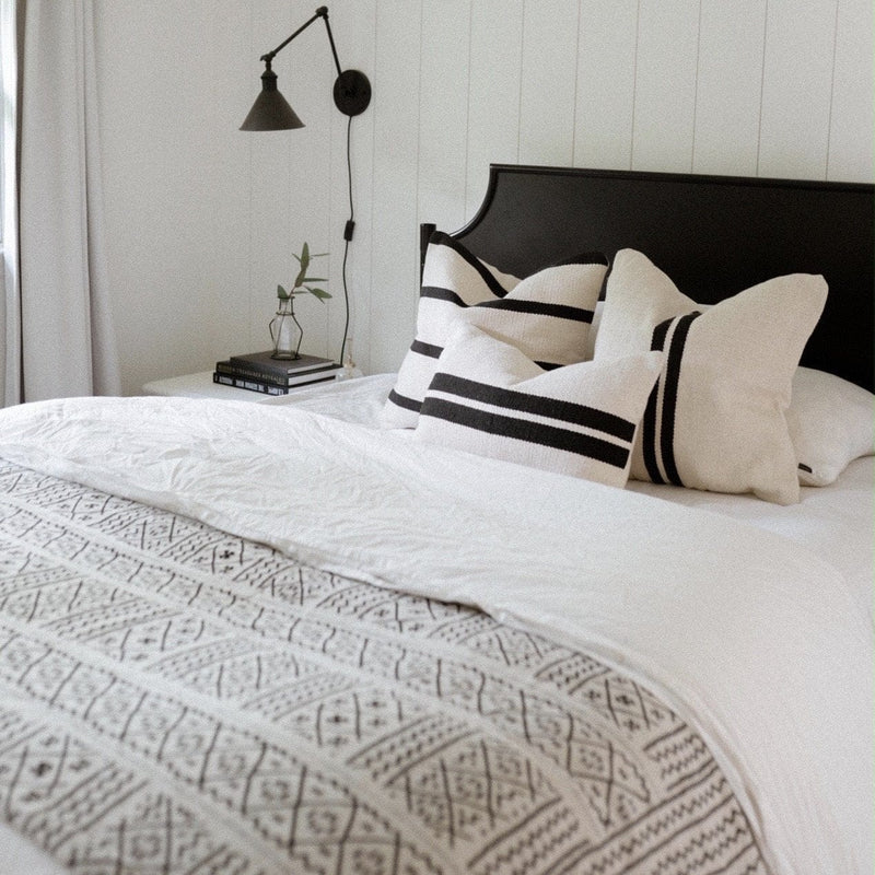 The Loomia Pillow Chanda Handwoven Black and Cream Pillow