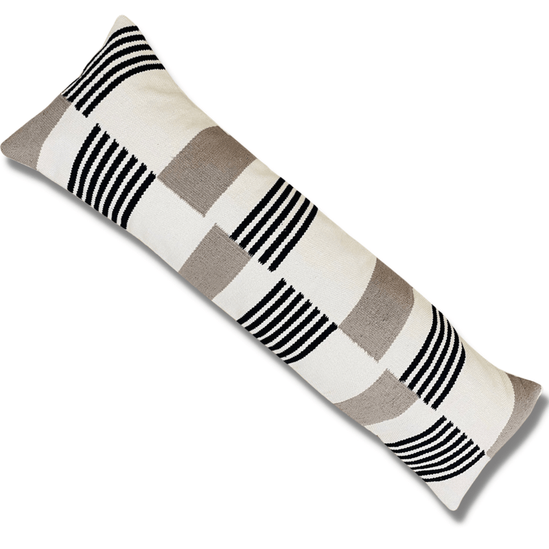 The Loomia Pillow Zanbar Black and White Handwoven Lumbar Pillow