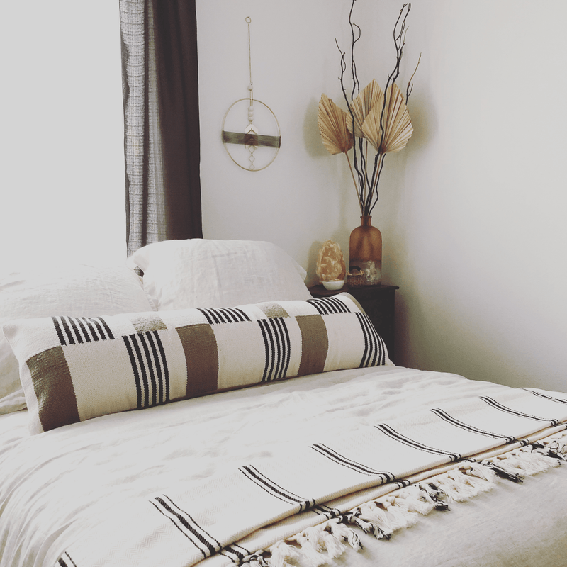 The Loomia Pillow Zanbar Black and White Handwoven Lumbar Pillow