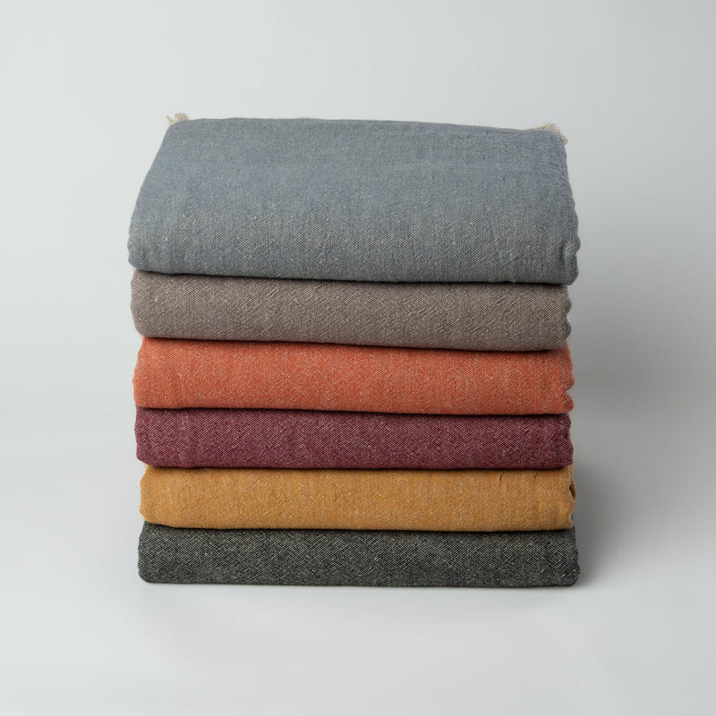 The Loomia Throw Blanket Ekani Linen and Cotton Turkish Throw Blanket