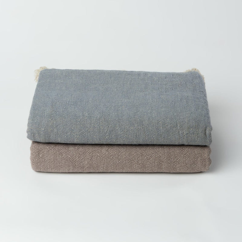 The Loomia Throw Blanket Ekani Linen and Cotton Turkish Throw Blanket