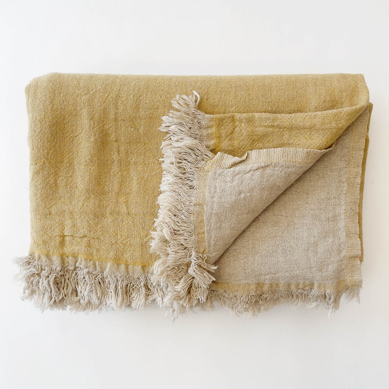 The Loomia Throw Blanket Ekani Linen and Cotton Turkish Throw Blanket