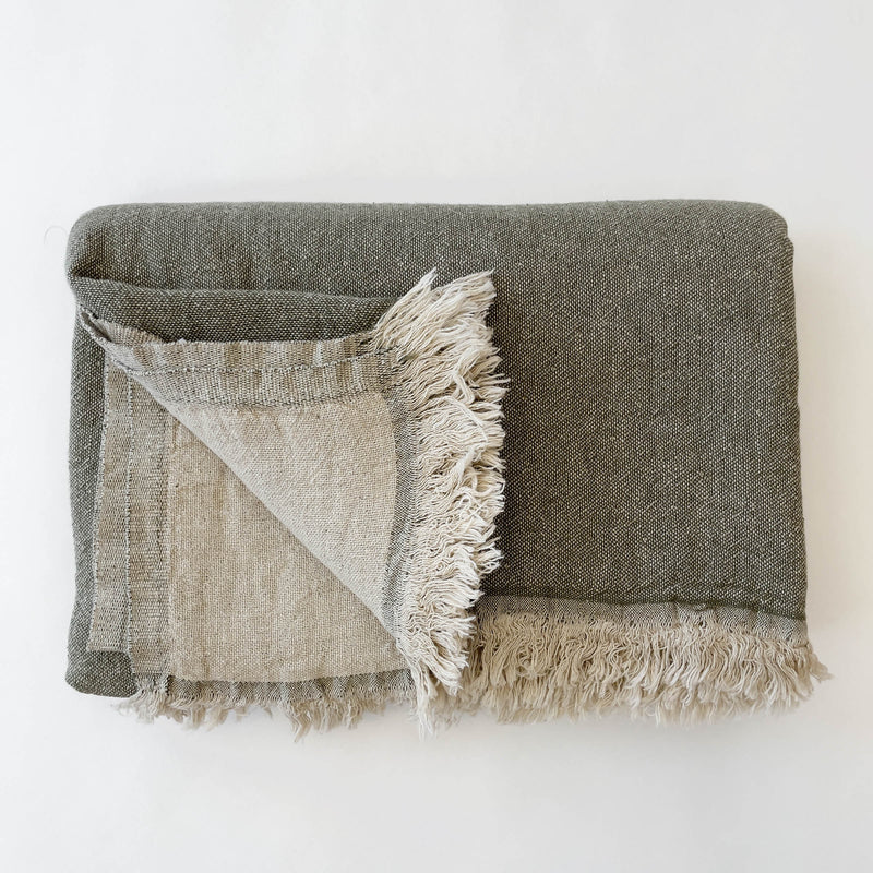 The Loomia Throw Blanket Ekani Linen and Cotton Turkish Throw Blanket