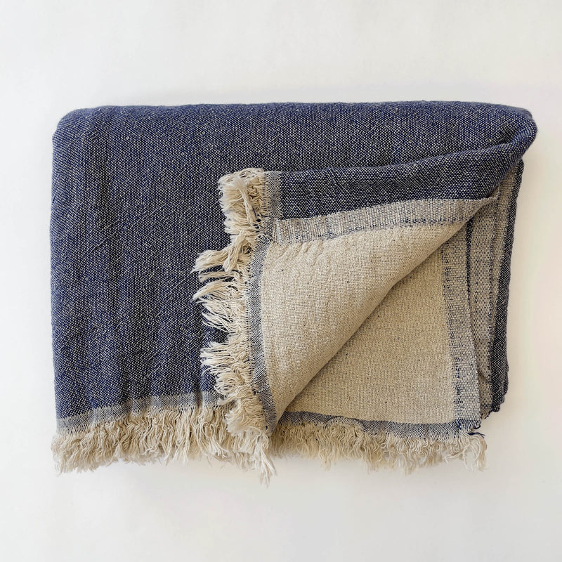 The Loomia Throw Blanket Ekani Linen and Cotton Turkish Throw Blanket