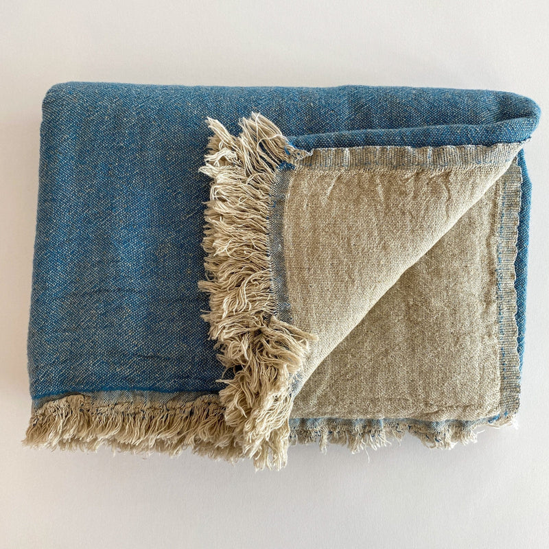 The Loomia Throw Blanket Ekani Linen and Cotton Turkish Throw Blanket