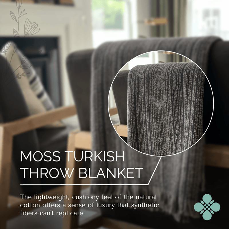 The Loomia Throw Blanket Moss Turkish Throw Blanket