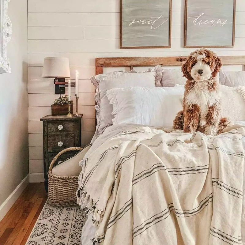 The Loomia Throw Blanket Sophie | Farmhouse Home Decor Turkish Cotton Throw Bed Blanket