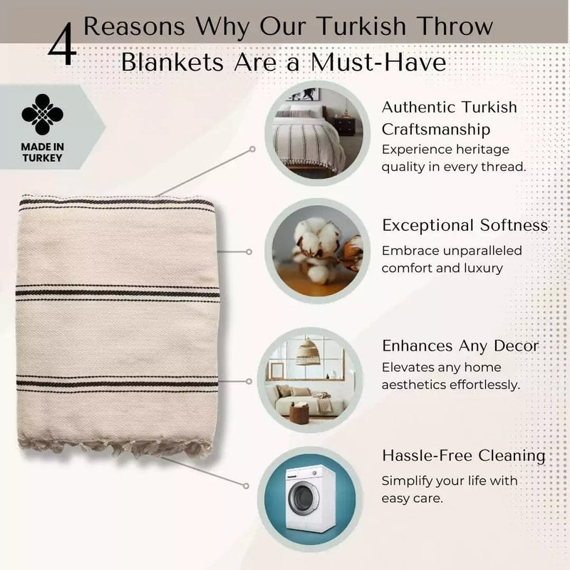 The Loomia Throw Blanket Sophie | Farmhouse Home Decor Turkish Cotton Throw Bed Blanket