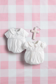 Treasured Accents Blue Cross Poplin Bubble - 0-3 Months