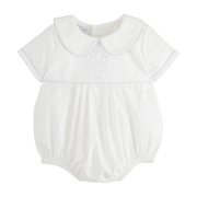 Treasured Accents Blue Cross Poplin Bubble - 0-3 Months
