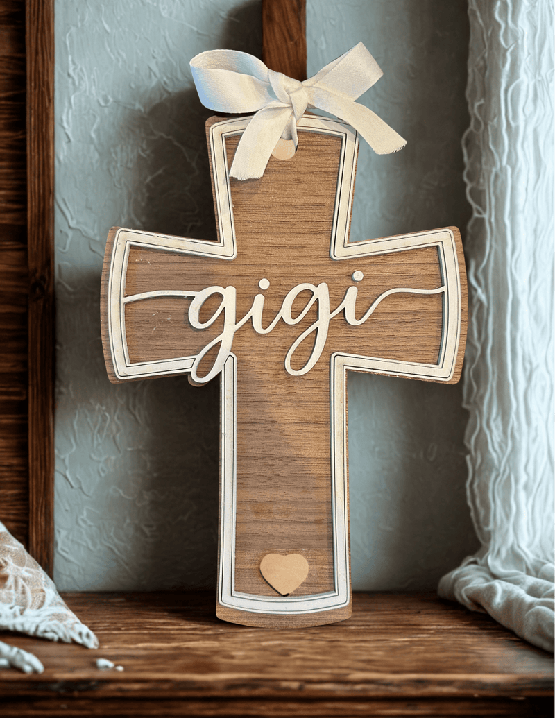 Treasured Accents Double-Layered Personalized Name Cross