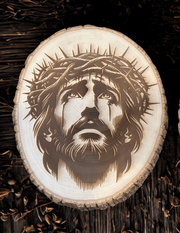 Treasured Accents Jesus Crown of Thorns Wooden Engraving