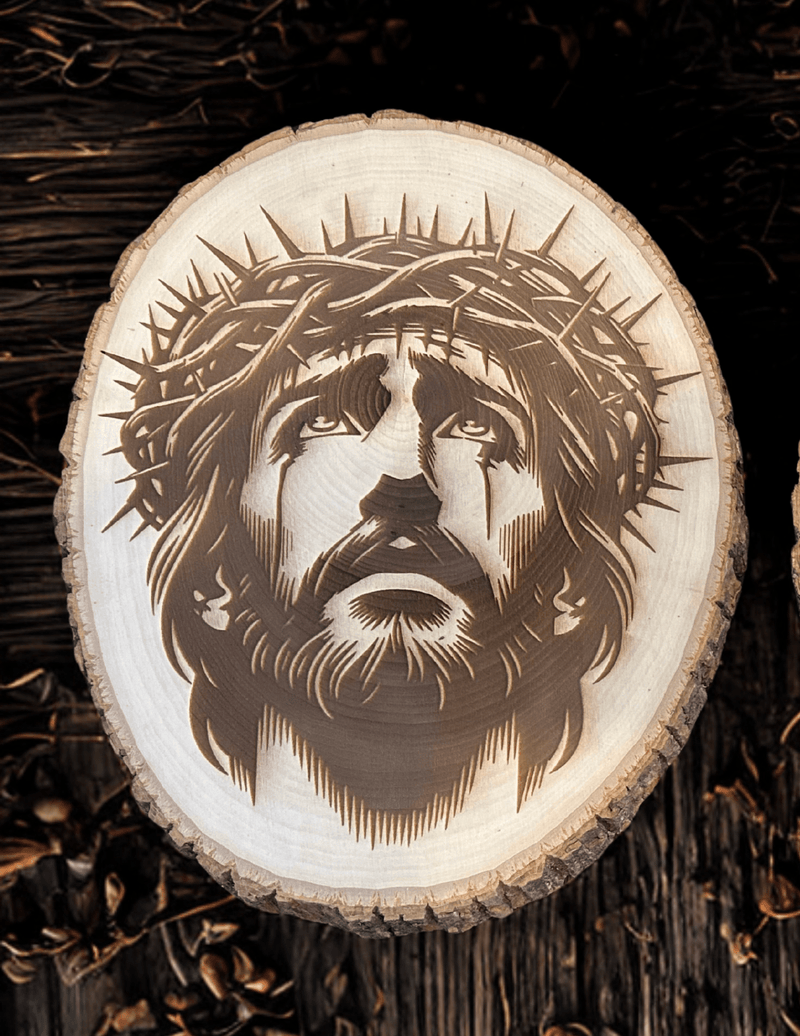 Treasured Accents Jesus Crown of Thorns Wooden Engraving