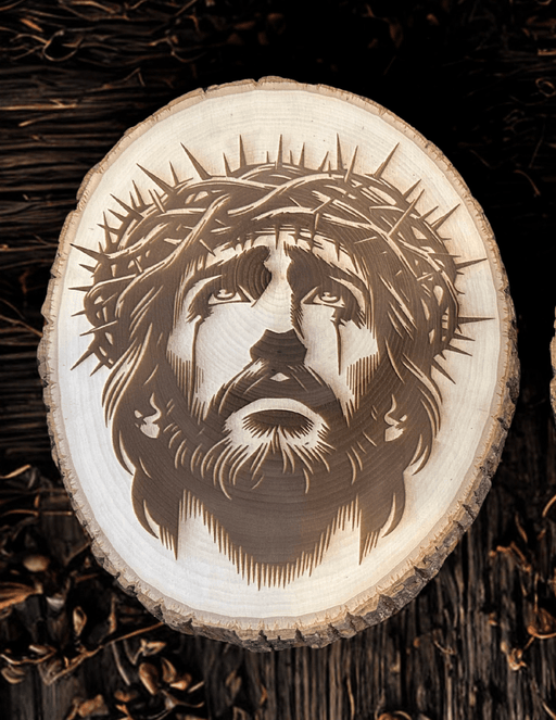Treasured Accents Jesus Crown of Thorns Wooden Engraving