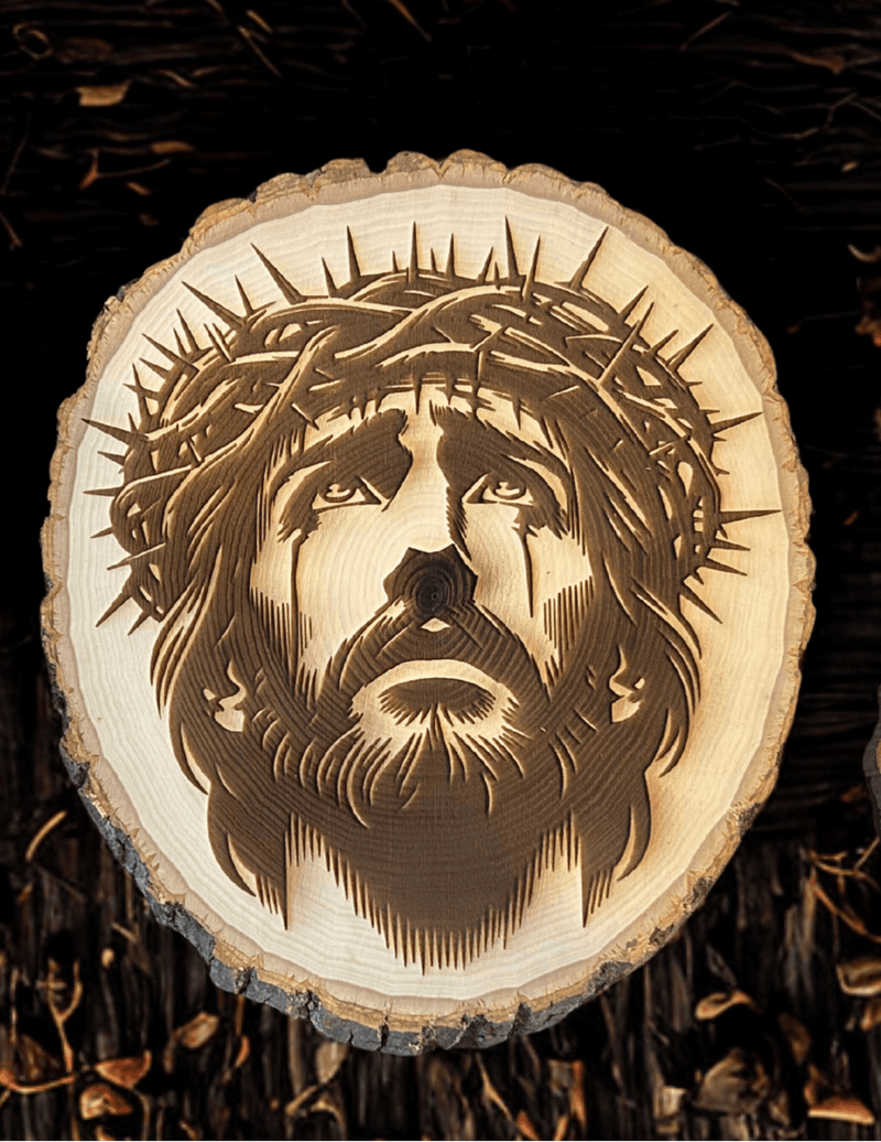 Treasured Accents Jesus Crown of Thorns Wooden Engraving