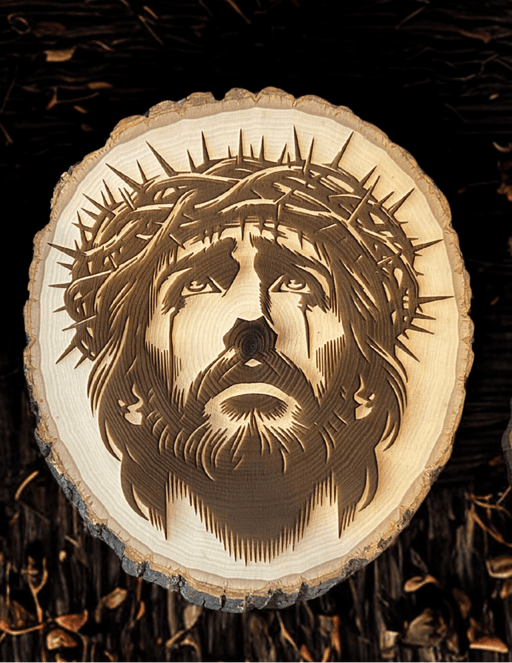 Treasured Accents Jesus Crown of Thorns Wooden Engraving