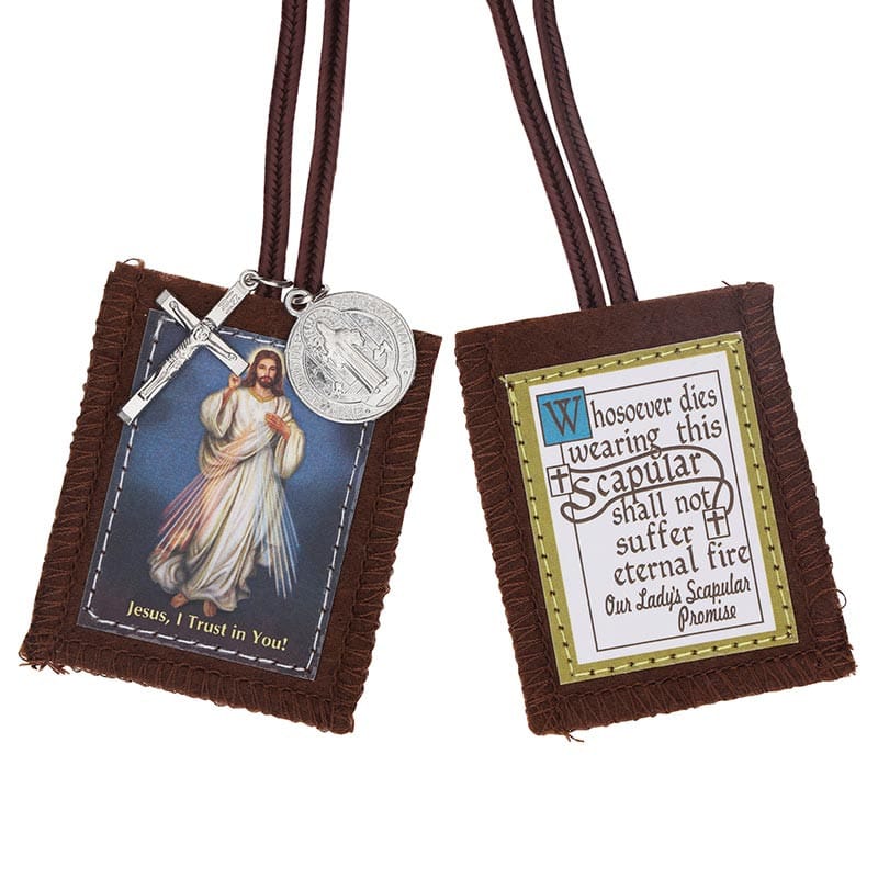 Treasured Accents Michael Adams Brown Scapular - Divine Mercy
