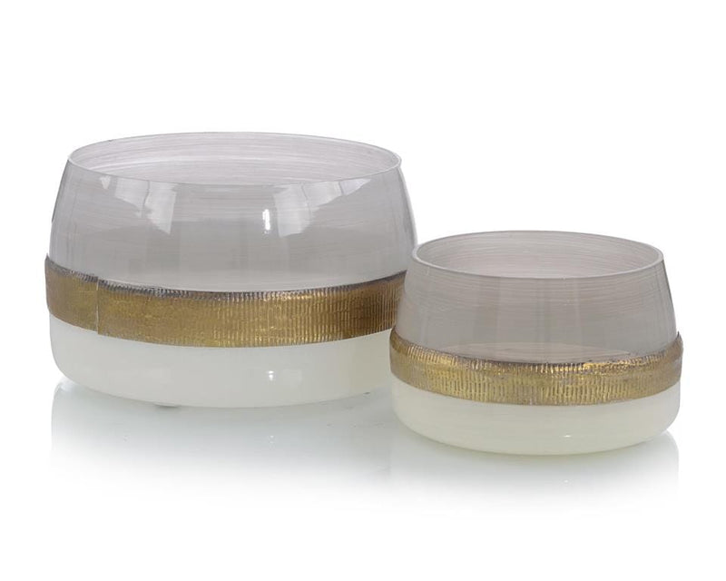 Treasured Accents Set of Two Opaque Frosted Champagne Glass Bowls